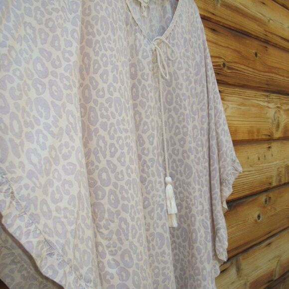 Z & L Europe Cheetah Print Tassel Boho Cover Up Top S M L XL One Size - Picture 4 of 10